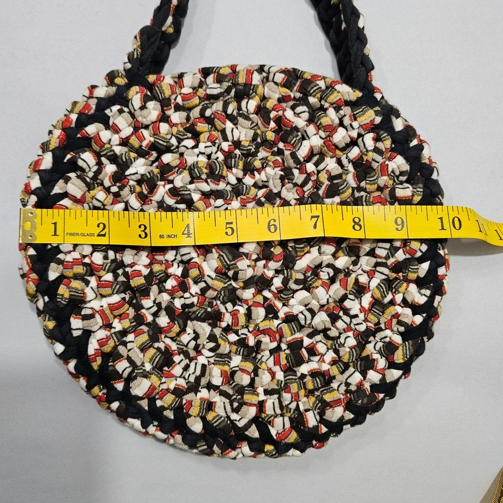 Handmade Shoulder Bag Women Small Multicolor Braided Knot Circular Tote